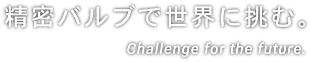 精密バルブで世界に挑む。challenge for the future